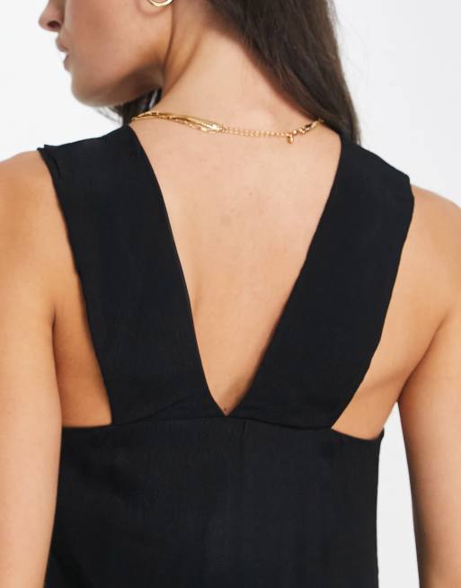 Mango - Midi slipdress met gekruiste achterkant in zwart, 4 van 4