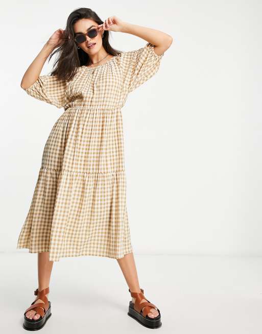 Mango check outlet pattern midi dress