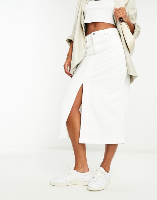 Mango white 2025 midi skirt