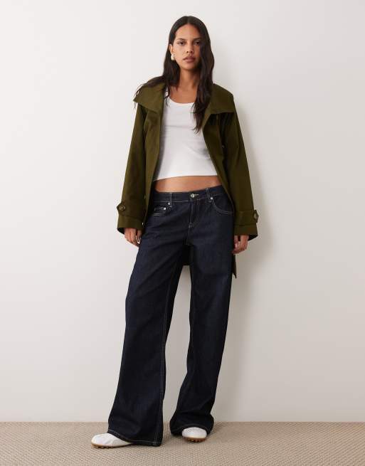 Mango midi trench met riem in kaki, 3 van 4