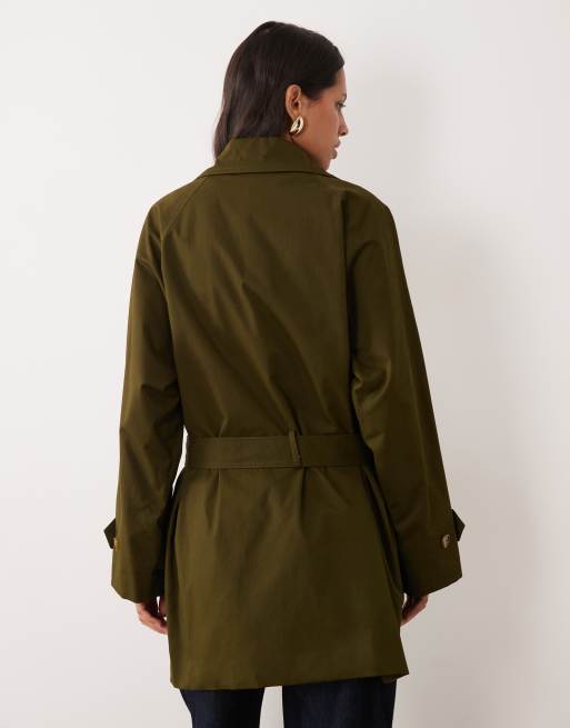 Mango midi trench met riem in kaki, 4 van 4