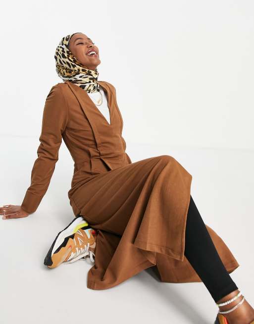 Mango – Midikleid in Braun im Bahnen-Design