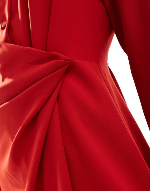 Mango Midikleid in Rot mit elastischer Taille ASOS