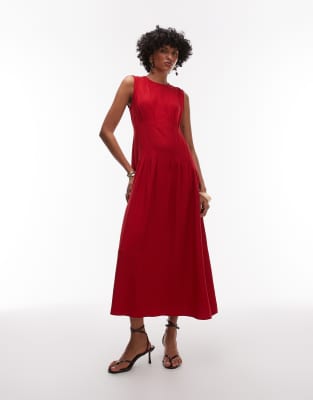 Mango - Midikleid in Rot mit Korsett-Taille