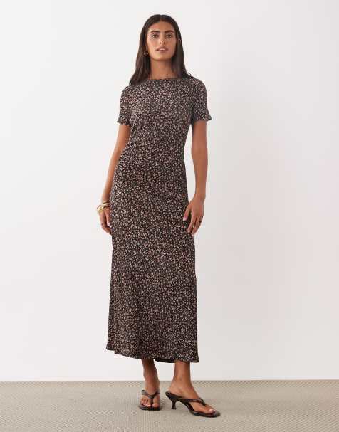 Mango Midikleid mit schwarzem Blumenmuster - view 1