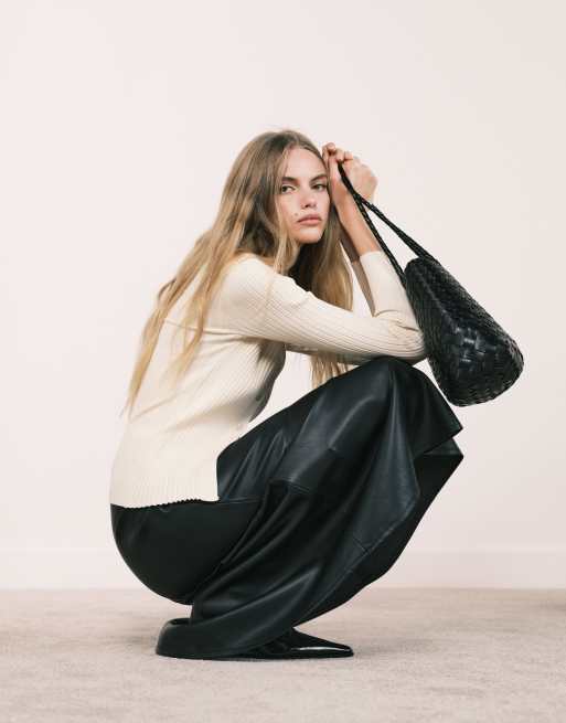 Mango – Midirock aus Kunstleder in Schwarz, 2 von 5