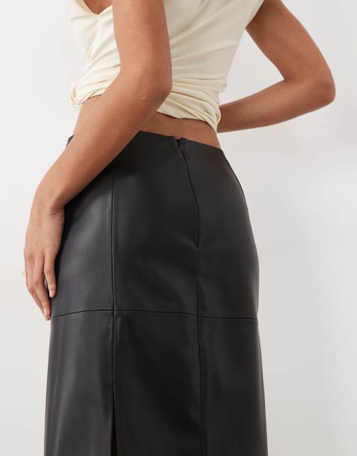 Mango Midirock in Bleistiftform aus Kunstleder in Schwarz, 4 von 5