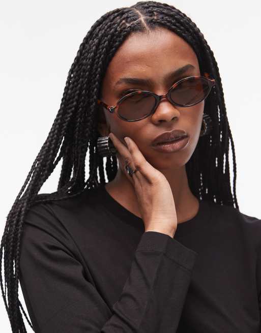 Mango – Mikro-Sonnenbrille in Braun in Schildpattoptik