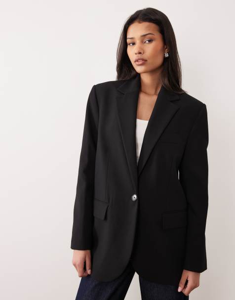 Mango Mila relaxed tailored blazer in black