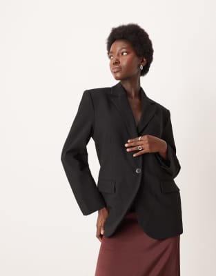 Mango - Mila - Eleganter Relaxed-Fit-Blazer in Schwarz
