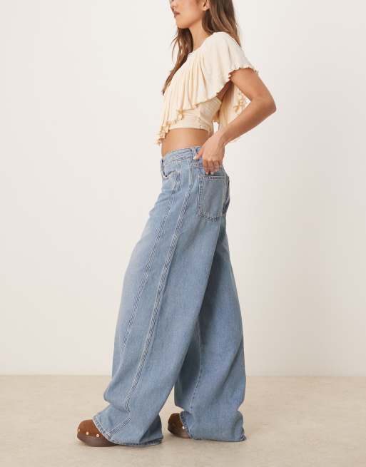 Mango - Mila - Lyseblå afslappede jeans med lige ben og afblegede detaljer foran, 3 af 5