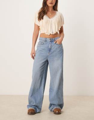 Mango Mila Relaxed Straight Leg Jeans With Bleach Front