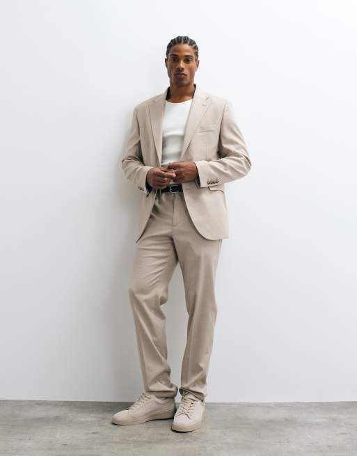Mango - Milan - Abito coordinato color écru con pantaloni e blazer slim