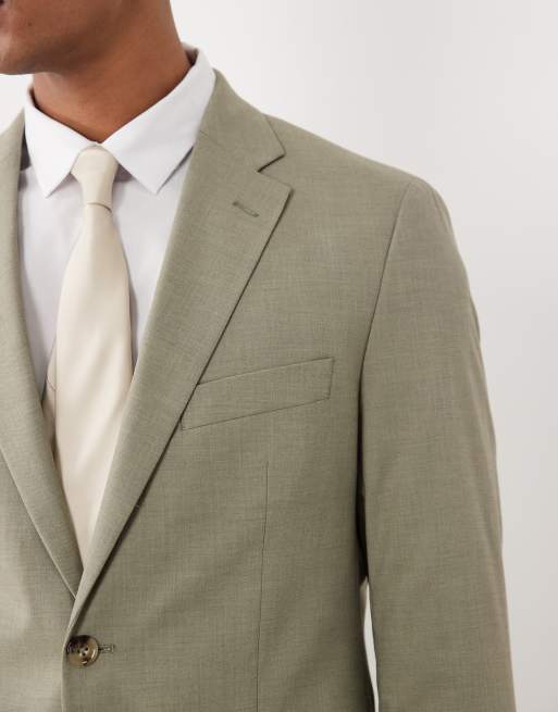 Mango - Milan - Blazer de costume ajusté - Vert sauge, 3 de 5
