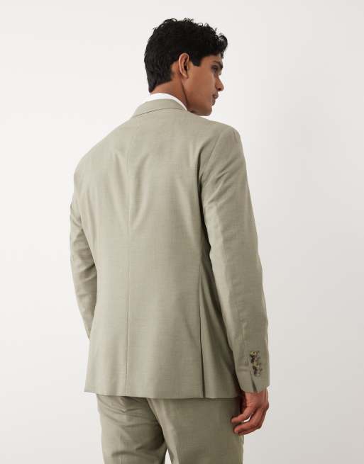 Mango - Milan - Blazer de costume ajusté - Vert sauge, 4 de 5