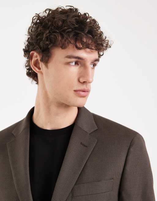 Mango - Milan - Blazer sartoriale slim marrone a quadri in coordinato, 5 di 5