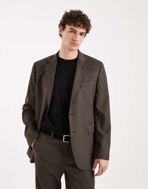 Mango - Milan - Brun skræddersyet blazer i slim fit med tern - Del af sæt - view 1