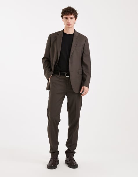 Mango – Milan – Elegante, schmal geschnittene Hose in kariertem Braun, Kombiteil  - view 1