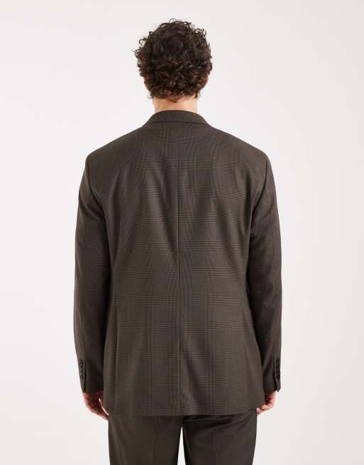 Mango - Milan - Slim-fit elegante geruite blazer in bruine, deel van co-ord set, 3 van 5