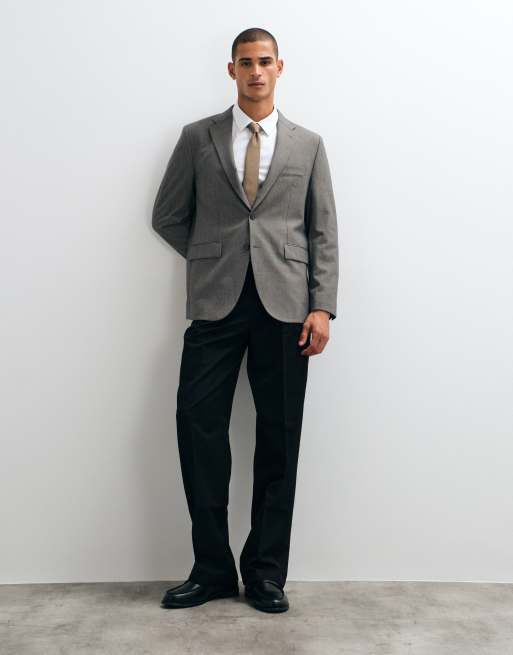 Mango Milan slim fit-jakkesætsblazer som del af sæt i brunt tern, 2 af 5