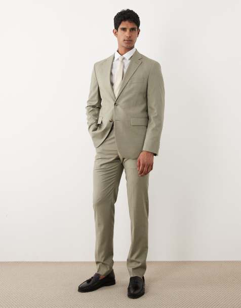 Mango - Milan - Slim-fit pak in saliegroen - view 1