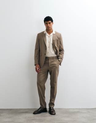 Mango Milan Slim Fit Suit Pants In Brown