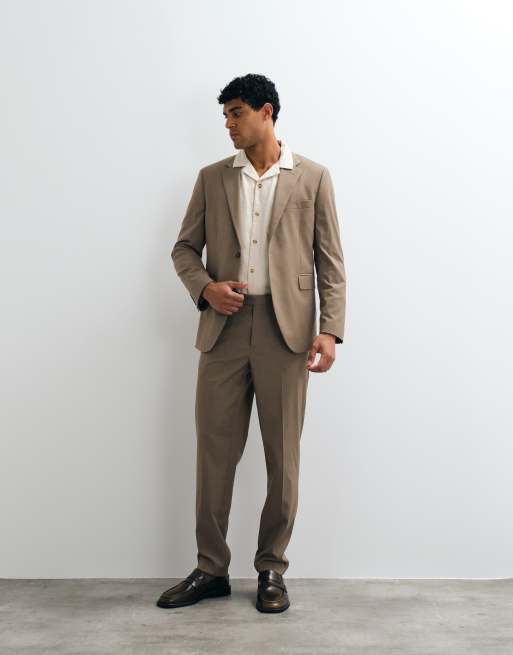 Mango Milan slim fit suit trouser co-ord in mushroom, 3 of 5