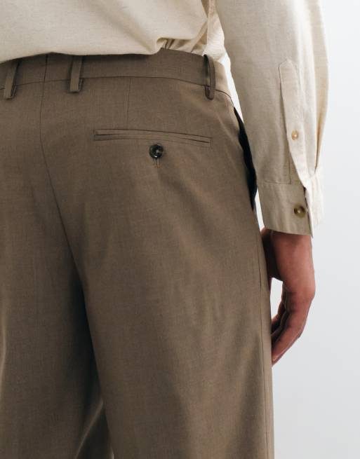 Mango Milan slim fit suit trouser co-ord in mushroom, 4 of 5