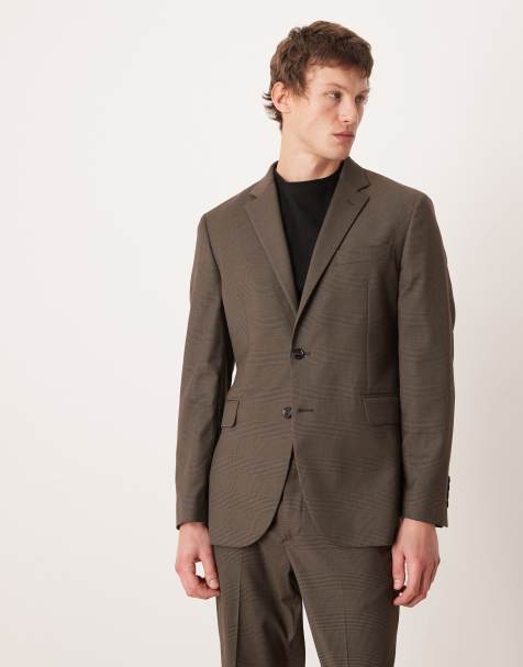Mango Milan slim fit tailored blazer co-ord in brown check - view 1