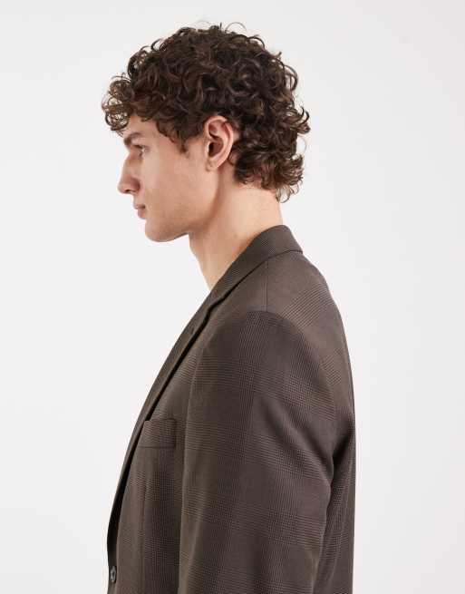 Mango Milan slim fit tailored blazer co-ord in brown check, 4 of 5