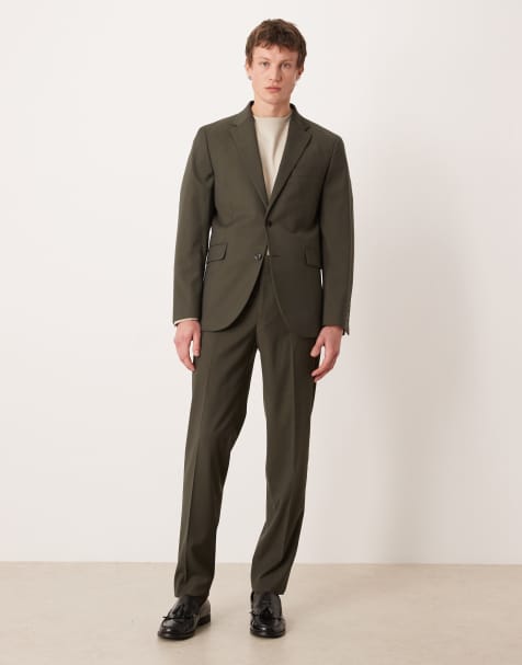 Mango Milan slim fit tailored trouser and blazer co-ord in khaki - view 1