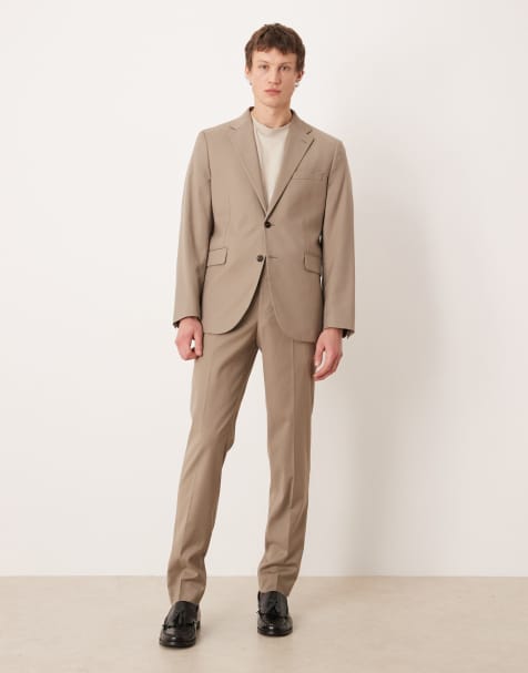Mango Milan slim fit tailored trouser co-ord in beige - view 1