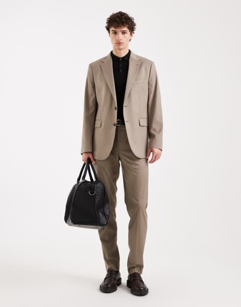 Mango Milan slim fit tailored trouser co-ord in beige