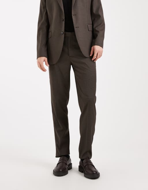 Mango Milan slim fit tailored trouser co-ord in brown check, 2 of 5
