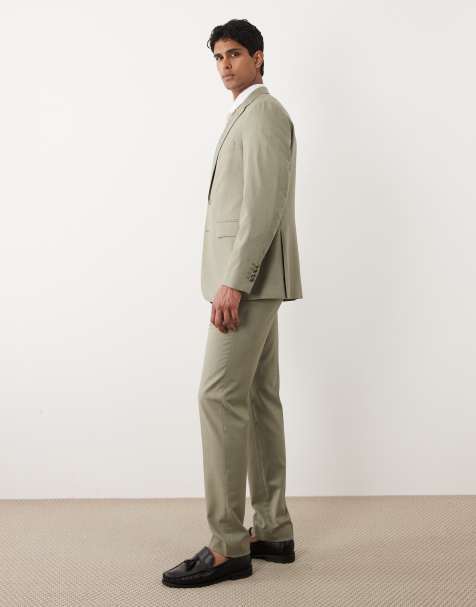 Mango Milan slim fit tailored trouser co-ord in sage green