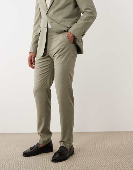 Mango Milan slim fit tailored trouser co-ord in sage green, 3 of 5
