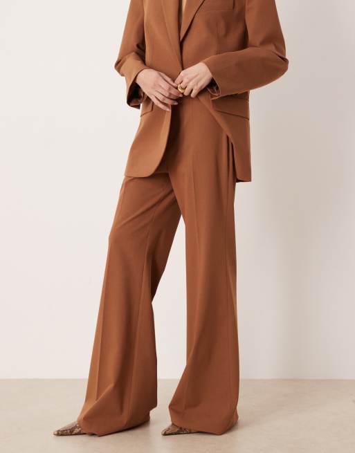 Mango - Milano - Elegante broek met hoge taille in karamel, deel van co-ord set, 2 van 5