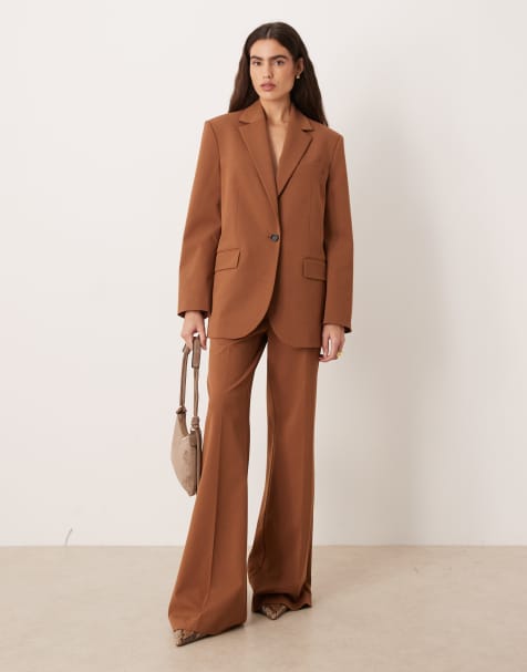 Mango Milano tailored high waist trouser co-ord in caramel - view 1
