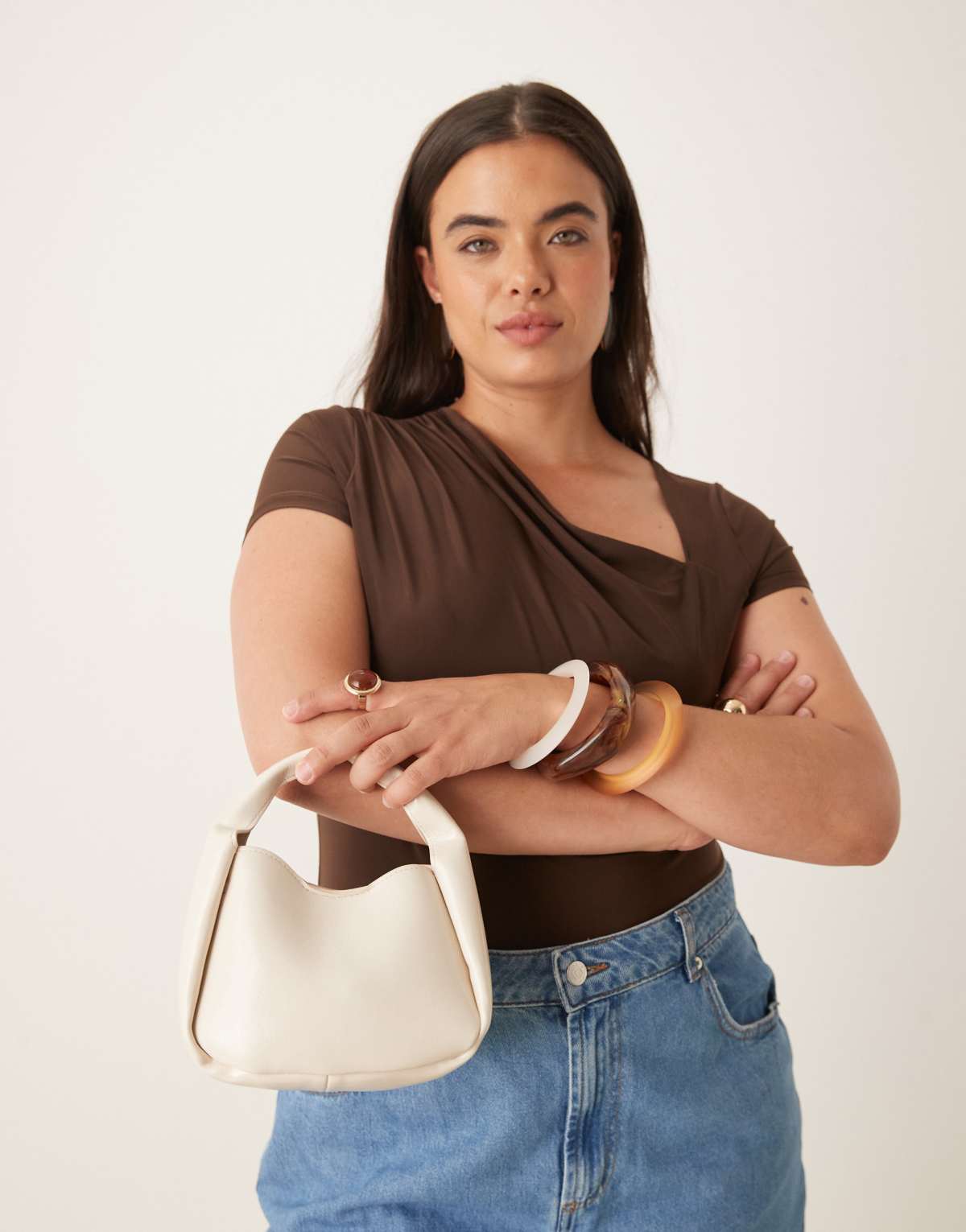 Mango mini cross body bag in cream