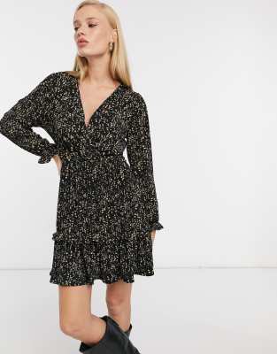 frill detail wrap dress