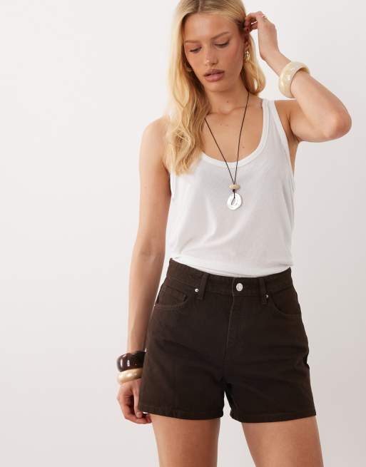 Mango – Mini-Jeansshorts in Braun, 3 von 5