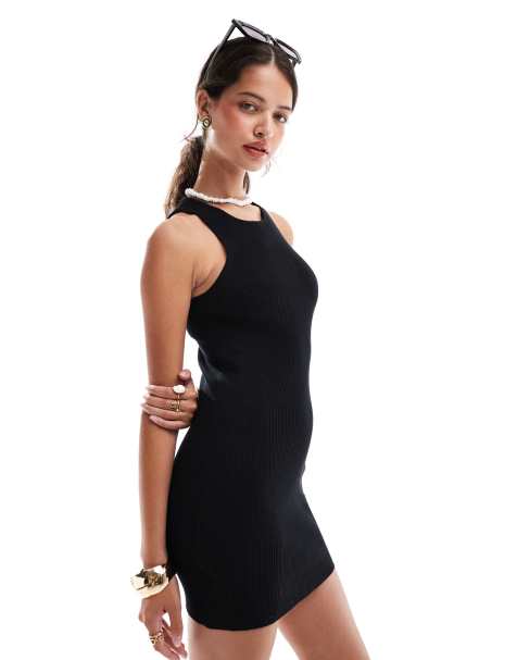 Mango mini jersey dress in black - view 1