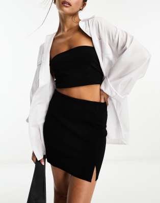 Mini-jupe Wetlook Noir Catanzaro Avec Ouverture Dos - Neuve Avec étiquettes, Taille M !