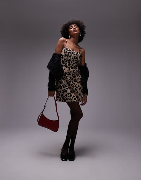 Mango - Mini-jurk met bandjes en luipaardprint in bruin - view 1