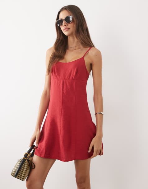 Mango - Mini jurk met bandjes in rood - view 1