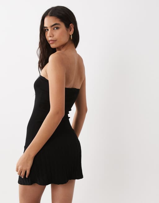 Mango - Mini jurk met blote schouder in zwart, 4 van 4