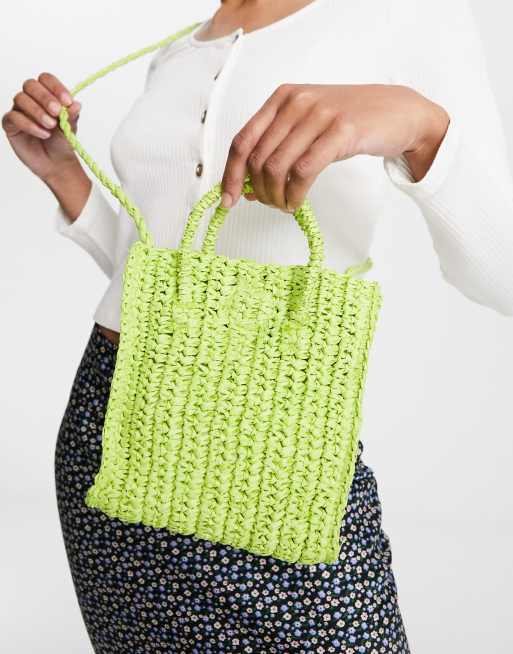 Mango mini lime straw crossbody bag | ASOS