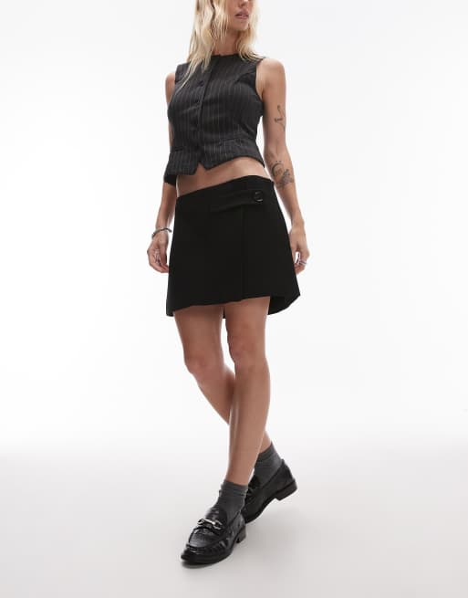 Mango - Mini rok met knopen in zwart