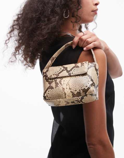 Mango - Mini sac à main effet serpent avec chaîne - view 1