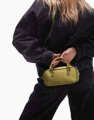 Mango mini shiny handbag in green φωτογραφία